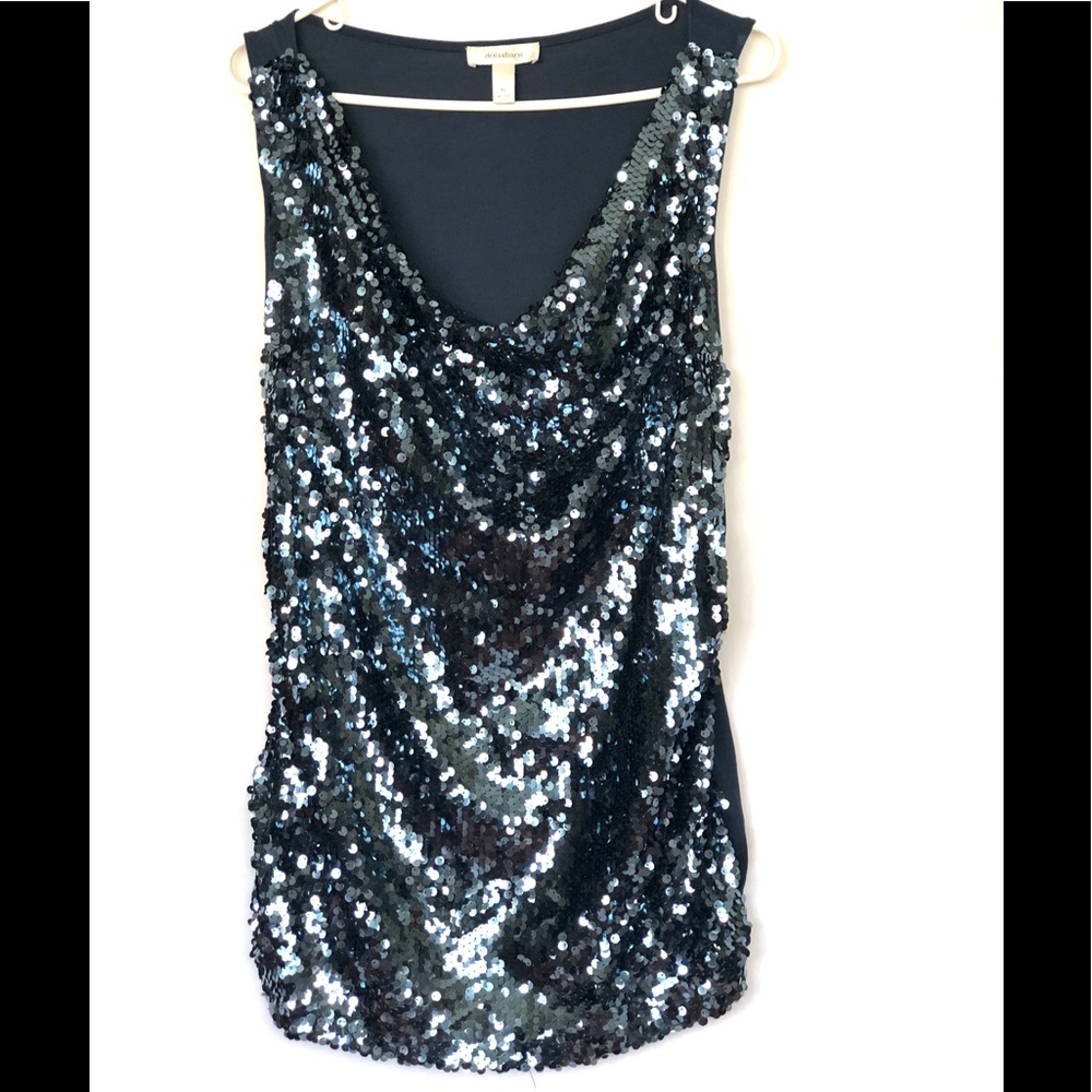 Dress Barn Glittery/Sequin Navy Blouse XL